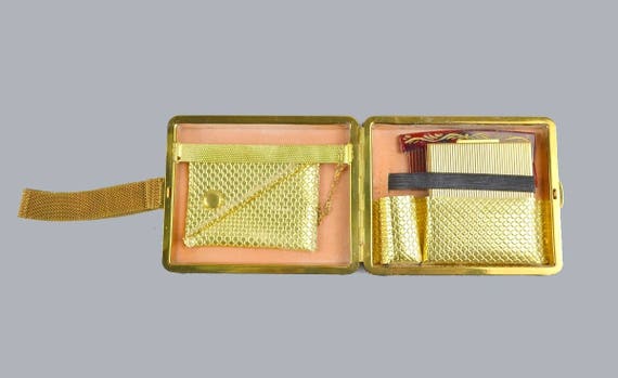 1950s Minaudiere Compact Purse Wristlet Vintage G… - image 6