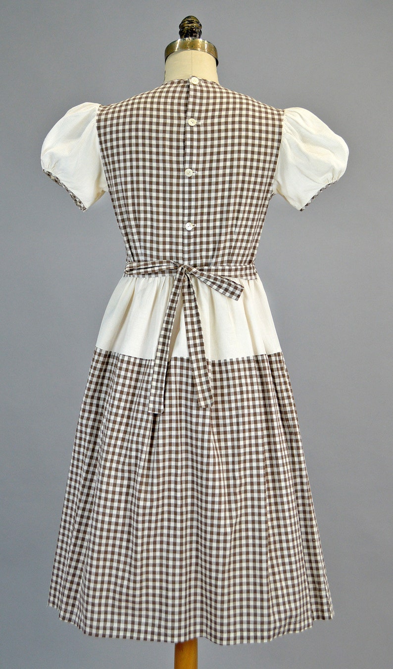 Joseph Love jaren 1930 Katoen Gingham Jurk XS Vintage Pique Geruit Petite Frock afbeelding 6