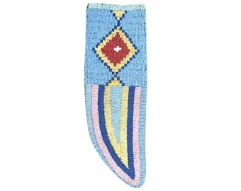 Native American Antique Sioux Tribe Leather Knife Cover - Vintage Handmade Knife Leather Sheath, Indian Hide Beaded knives Leather Cover