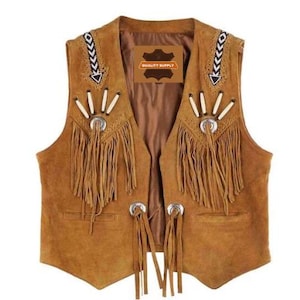 トップス leather vest native suede Walnut button Vtg PIONEER WEAR Western SUEDE Leather Vest 40 brown Women's