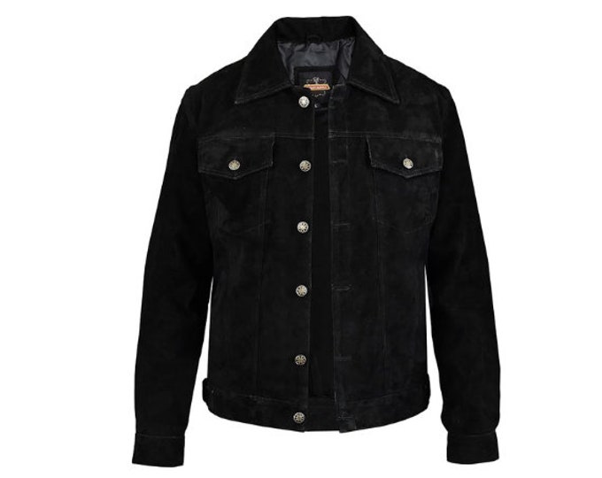 Vintage Trucker Leather Suede Jacket Men - Denim Classic Biker Shirts, Café Racer Jacket Western Cowboy Jacket, Biker Motorcycle Shirts