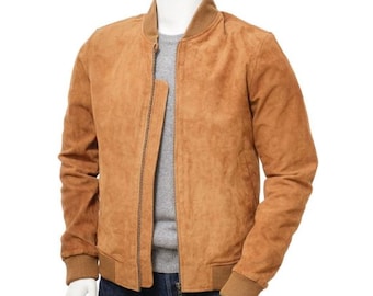 Vintage Trucker Leather Suede Jacket Men - Handmade Leather Biker Shirts, Café Racer Jacket Western Cowboy Jacket, Motorcycle Zipper Shirts