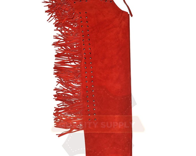 Red Western Style Chap for Men Suede Leather Chap for Women Horse Riding Handmade Chap Best Gift For Him