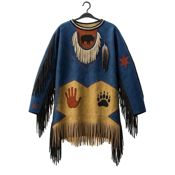 Camisa de piel pintada a mano de los Lakota Sioux, camisa tradicional de guerrero de gamuza para powwow
