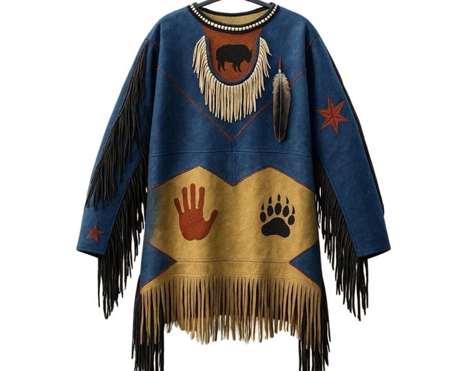 Hand Painted Lakota Sioux Hide Shirt Traditional Warrior Suede Powwow shirt