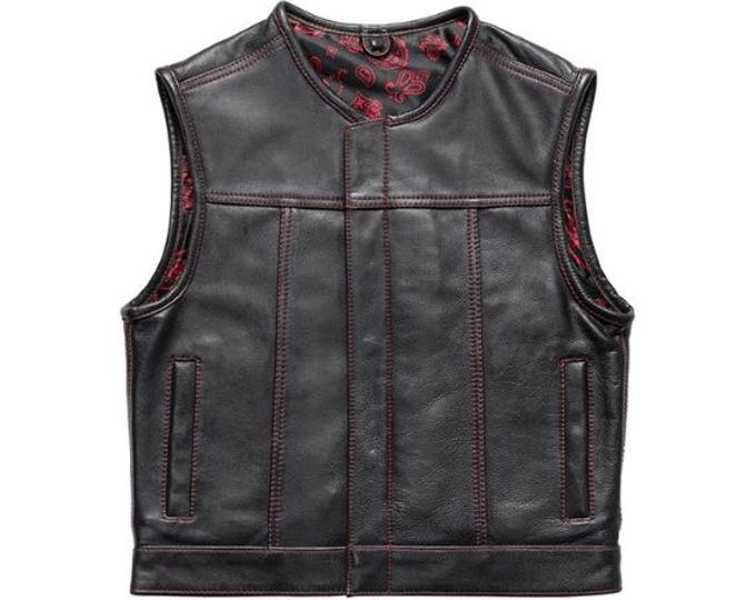 Black Mens Leather Vest - Classic Native American Rider Biker Vest | Vintage Hunt Club Denim motorcycle vest | Western Cowboy Vest Waistcoat