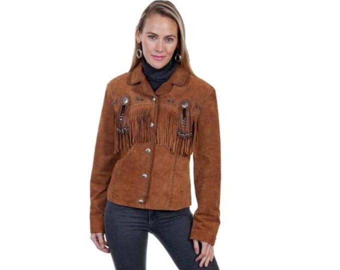 Traditional Western Cowlady 100% Genuine Brown Suede Leather Jacket Women Native American Ladies Tassels Beaded & Fringe Cowgirl Jacket