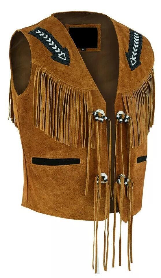 AMERI FRINGE VEST SET SUEDE JACKET
