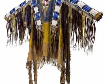 Handmade Suede Beaded War Shirt Native American Western Powwow Regalia Top