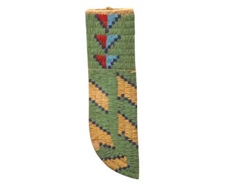 Native American Antique Sioux Tribe Leather Knife Cover - Vintage Handmade Knife Leather Sheath, Indian Hide Beaded knives Leather Cover
