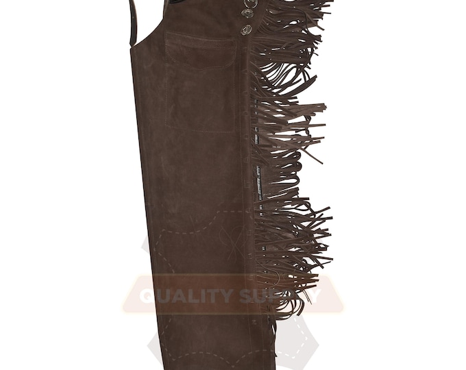 Handmade Western Chaps for Bull Riding Chaps Men and Women Trail Riding Chaps with Fringes Rodeo Leather Shotgun Chaps for Horse Lovers