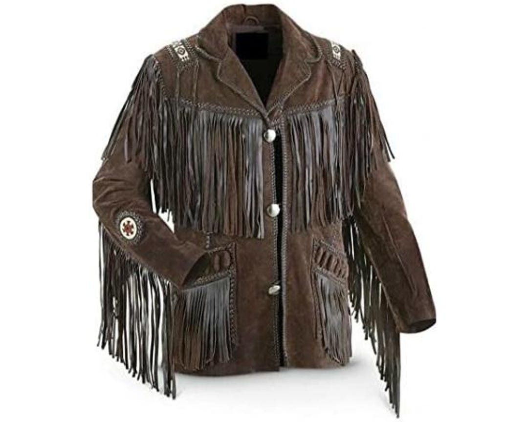 Men's Western American Native Suede Leather Jacket