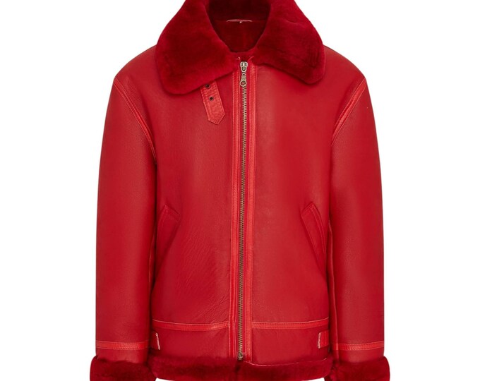 Men's  Sheepskin head made Shearling  Leather  Bomber Jacket