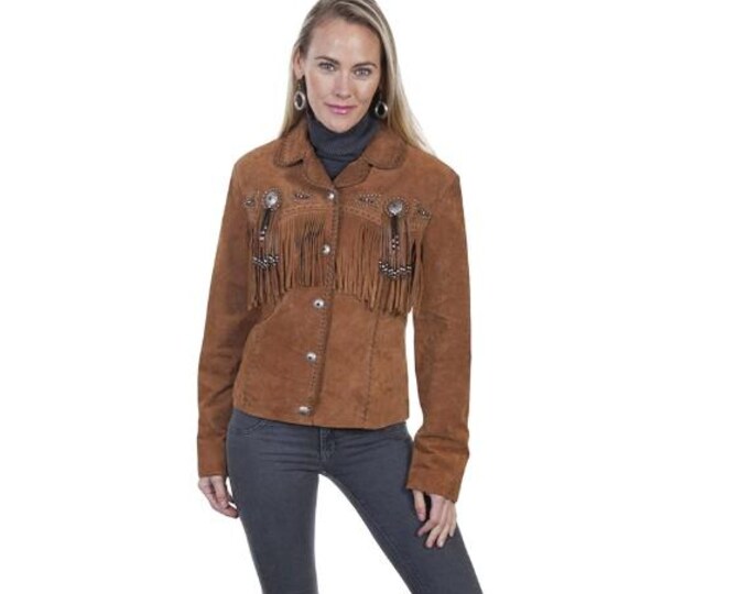 Traditional Western Cow-lady 100% Genuine Suede Leather Jacket Women Native American Ladies Tassels Beaded & Fringe Cowgirl Jacket
