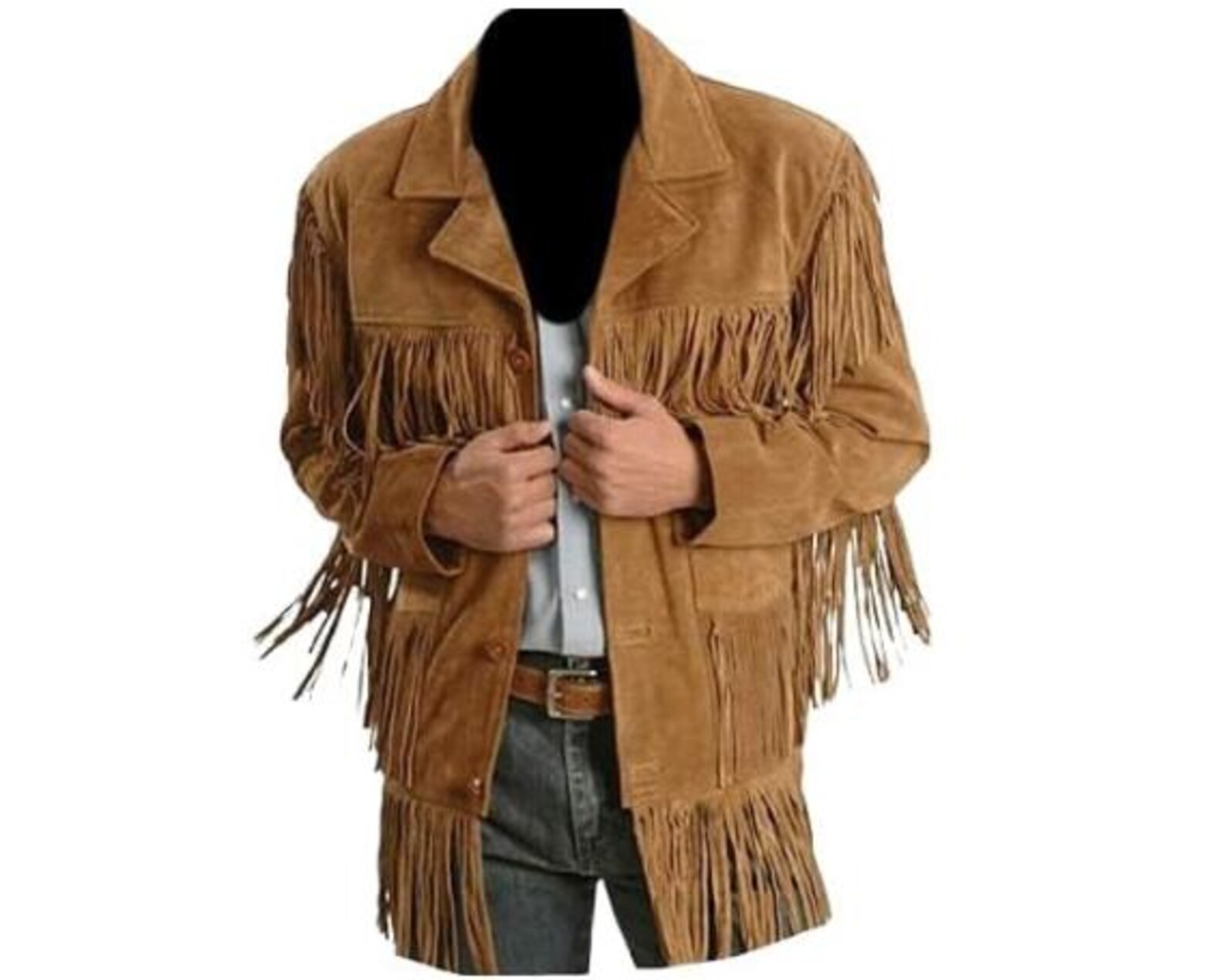New Men’s Brown Cowboy Buckskin Leather Jacket