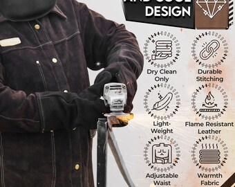 Cowhide Leather Welding Jacket Flame-resistant Heavy Duty Welders