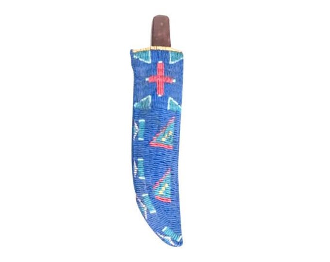 Antique Native American Sioux Tribe Leather Knife Cover - Vintage Handmade Leather Knife Sheath, Indian Hide Beaded Leather knives Cover