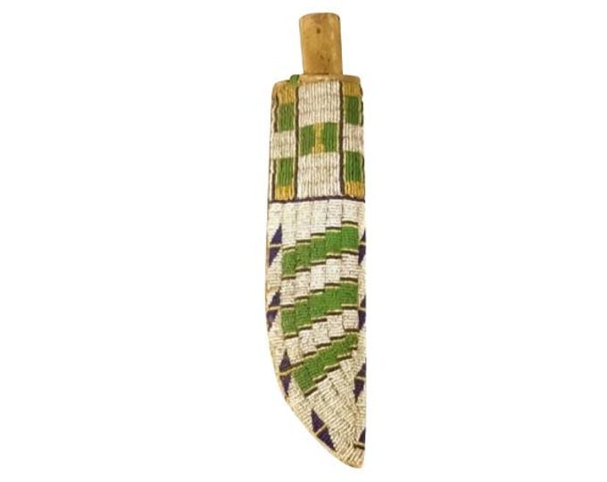 Antique Native American Sioux Tribe Leather Knife Cover - Vintage Handmade Knife Leather Sheath, Indian Hide Beaded Leather knives Cover