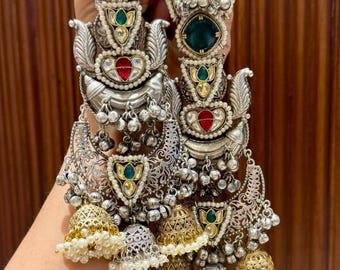 Bridal Kundan Jhumka Earrings | Indian Wedding Jewelry | Gold Plated Earrings For Wedding Gift| Traditional Ethnic Long Earrings with Pearls