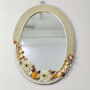Seashell Rope Mirror: Handmade Coastal Wall Decor, Beach House Accent