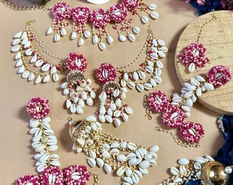 Beaded Cowrie Shell Bridal Jewelry Set: Indian Boho Wedding