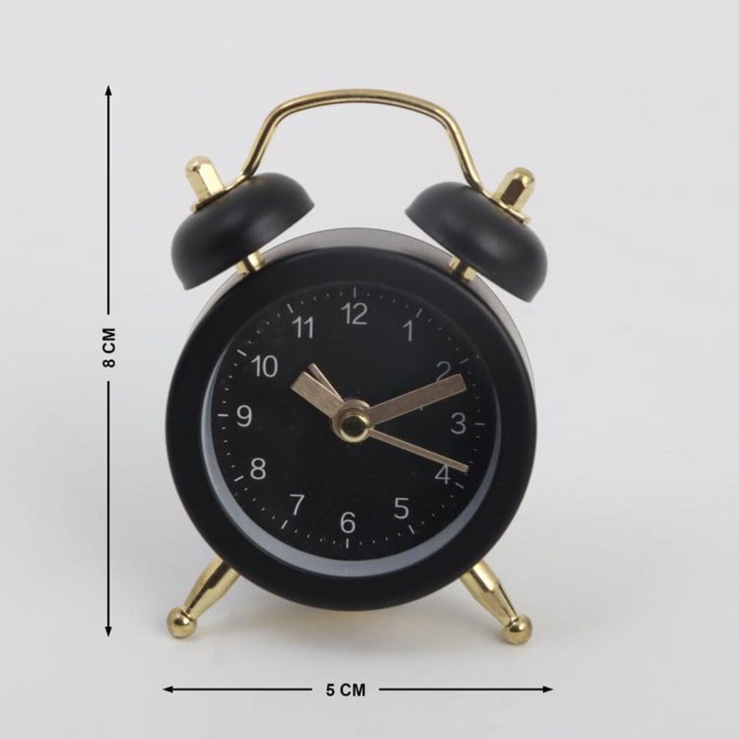 Small Clock De Mini Retro Alarm Clock | Small Black and Gold Desk Clock | Vintage ...