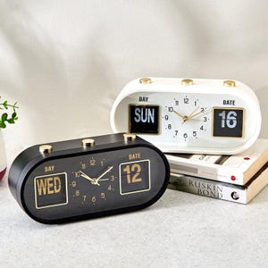 Retro Flip Clock with Date & Day Display, Vintage Desk Clock, Minimalist Table Clock, Office Decor, Modern Home Decor, Gift for Him Her