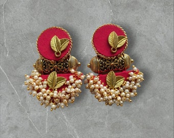 Handmade Kundan Jumkha Earrings: Indian Festival Jewelry