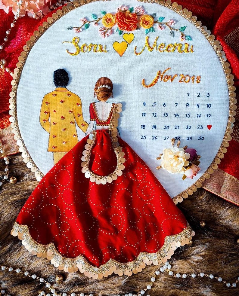 Personalized Wedding Embroidery Hoop | Custom Couple Keepsake Gift ...