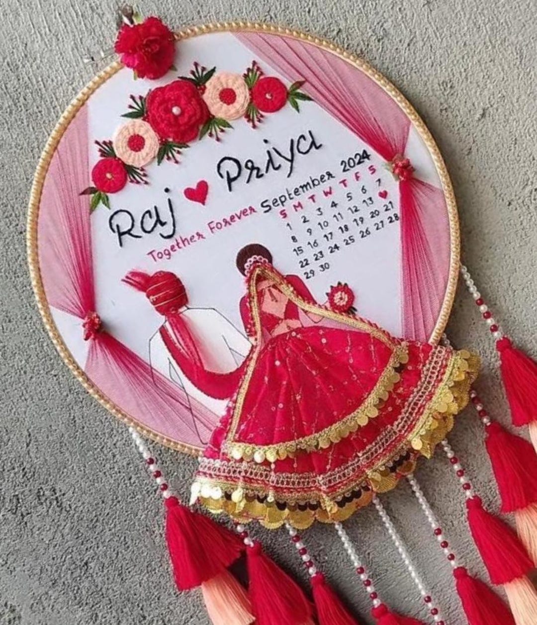 Custom Wedding Date Embroidery Hoop | Personalized Couple Name Wedding ...