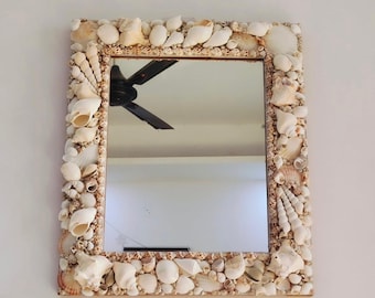 Seashell Mirror: Handmade Coastal Beach Decor - 15"x19"