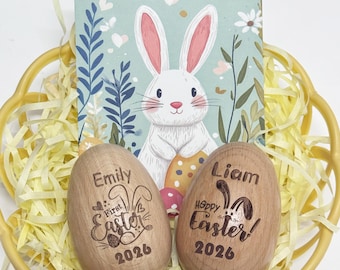 2025 Engraved Wooden Easter Egg Shaker,Wooden Musical Egg Shaker,Easter Keepsake,1st Easter Gift,Easter Basket Stuffers,Easter Gift for Kids