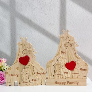 Custom Wooden Giraffe Name Puzzle,Family Puzzle Gift,Adorable Giraffe Figurine,Kids Birthday Gift,Mother&#39;s Day/Father&#39;s Day Gift,Desk Decor