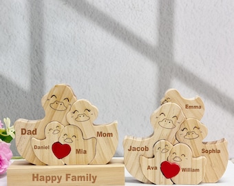 Custom Wooden Duck Name Puzzle,Family Puzzle Gift,Adorable Duck Figurine,Wooden Desk Decor,Kids Birthday Gift,Mother's Day/Father's Day Gift