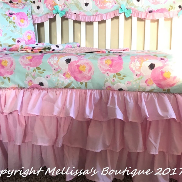 Rose Crib Bedding Etsy