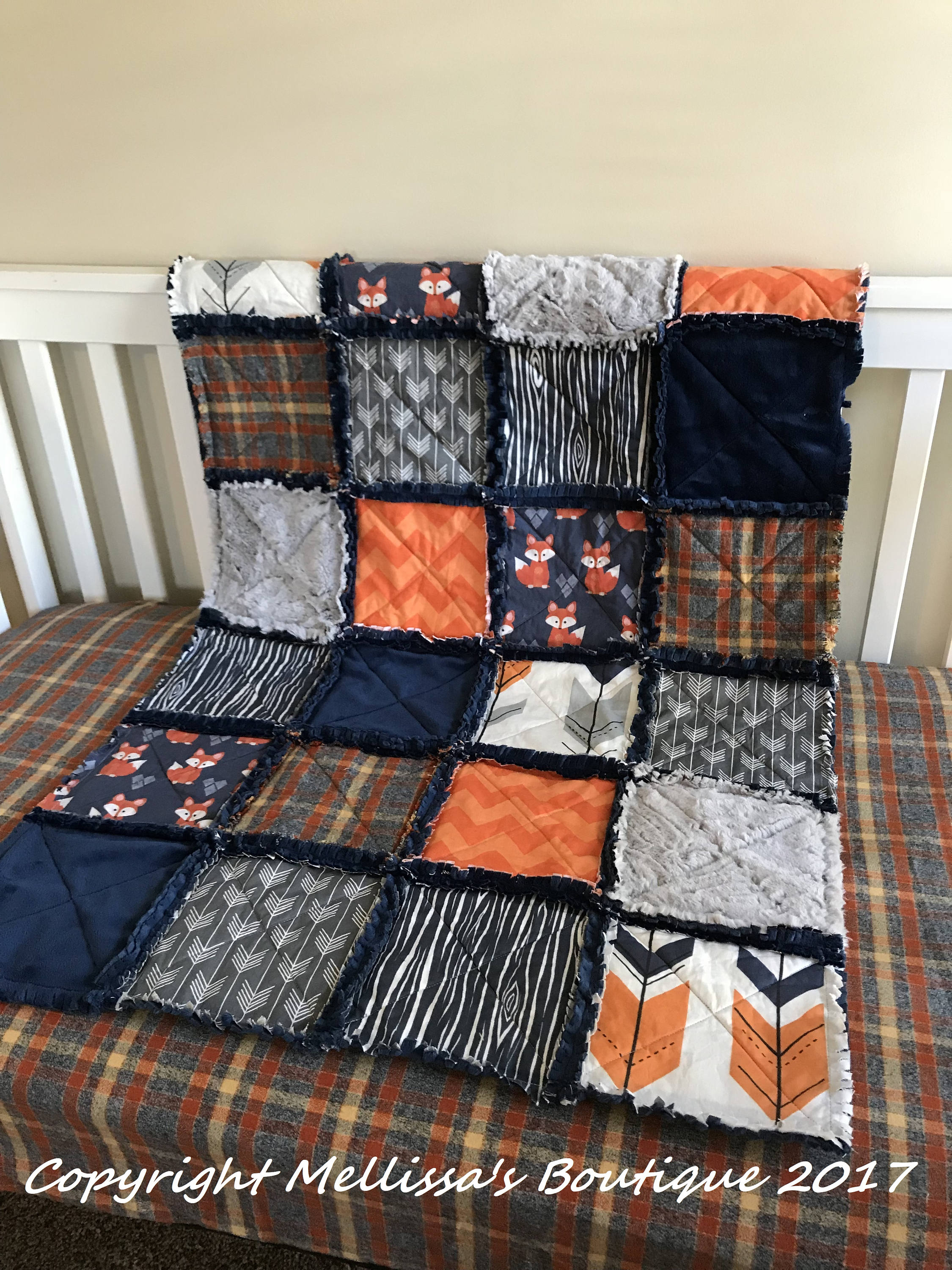 Rustic & Mod FOX Palette Arrows Plaid Orange Navy and Gray | Etsy