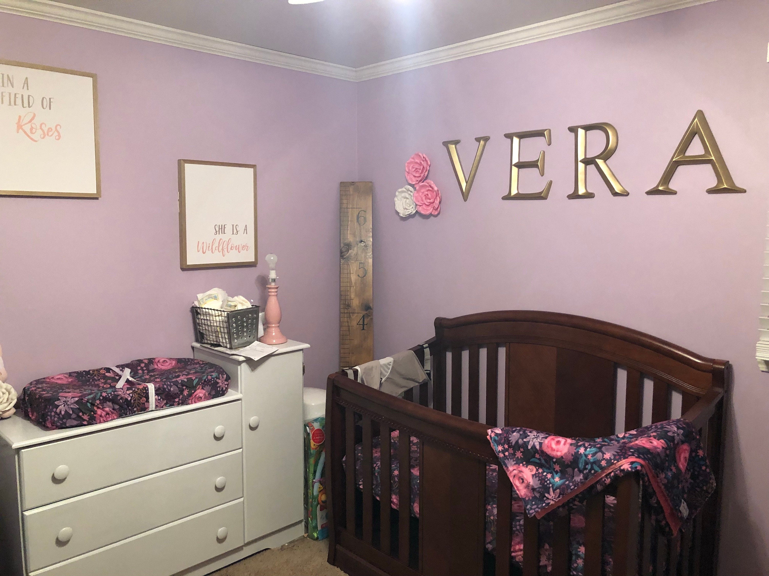 Dark Purple Pink Floral Roses Baby Girl Nursery Crib Bedding Set CHOOSE and CUSTOMIZE Etsy