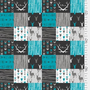 Rustic Woodland Deer Antlers Arrows Grey And Teal Little One Wild & Free Minky Blanket or Quilt Crib Bedding FREE Personalization
