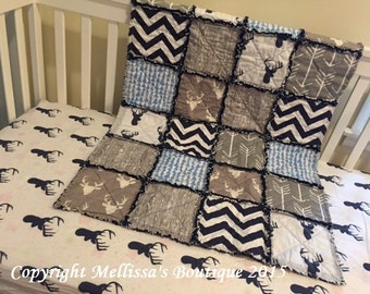 Custom Rustic & MOD Deer Palette Arrows and Woodgrain Boutique Designer 2 Piece Crib Bedding Set MADE To ORDER