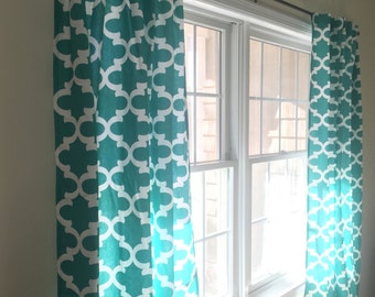 Custom Window Curtain Panel Moroccan Lattice Quatrefoil Hidden Tabs MANY COLORS To Choose From 50"W x 84"L