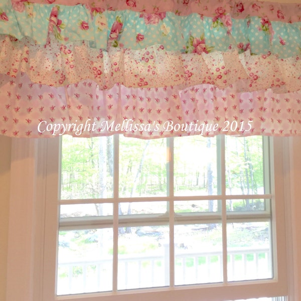 Custom Designer 3 Tier Ruffled Valance Window Treatment You Choose Fabric(s) & Customize