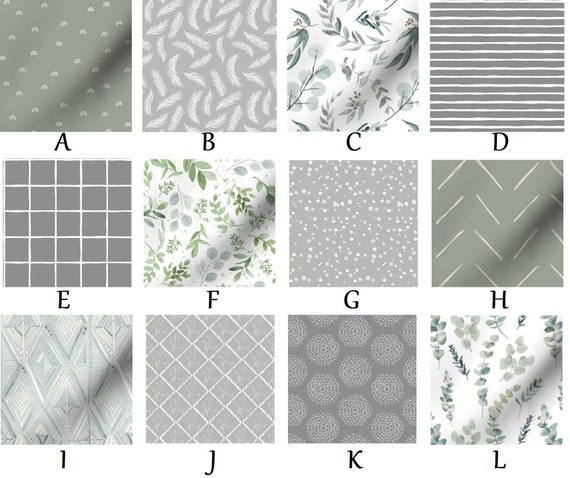 Eucalyptus Grey Greenery Sage Boho Gender Neutral Geometric