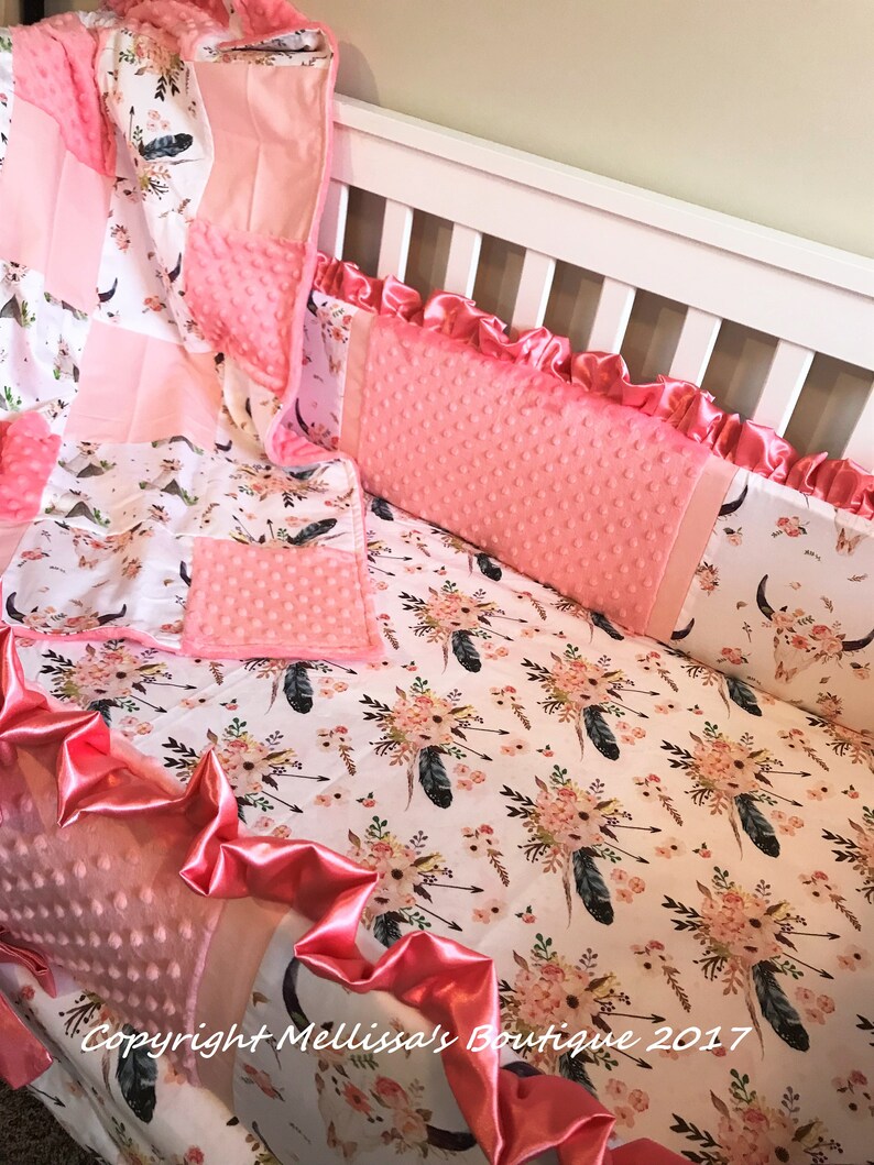 Custom BOHO Baby Girl Cow Skull Floral Arrows Feathers ...