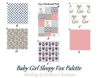 Rustic Sleepy Fox Baby Girl Arrows Chevron Pink Navy Taupe Minky Blanket Quilt Crib Toddler Bedding FREE Personalization CHOOSE & CUSTOMIZE