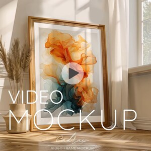 Video Frame Mockup, Animated mockup, Natural Shadows, Vertical frame, wooden frame