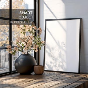 Maquette vidéo verticale avec cadre noir | Présentoir d'art mural animé | Objet intelligent PSD | Téléchargement numérique image 2