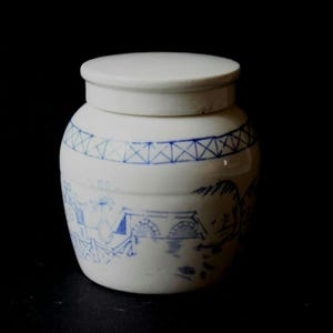 Vintage Blau und Weiß Ingwerglas - handbemalte asiatische Keramik mit Landschaftsmotiv