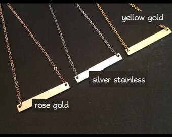 BAR NECKLACE - 18.5 inch - Silver Stainless Steel - perfect for short sayings using tiny fonts - bar is 35 mm wide X 5mm tall X 2mm thick