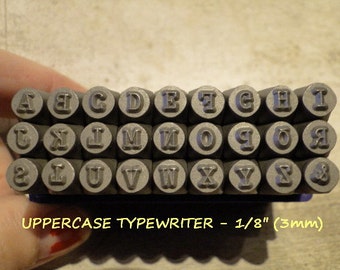 TYPEWRITER Font - UPPERCASE steel letter stamps - 1/8 inch (3mm) size letters with an ampersand