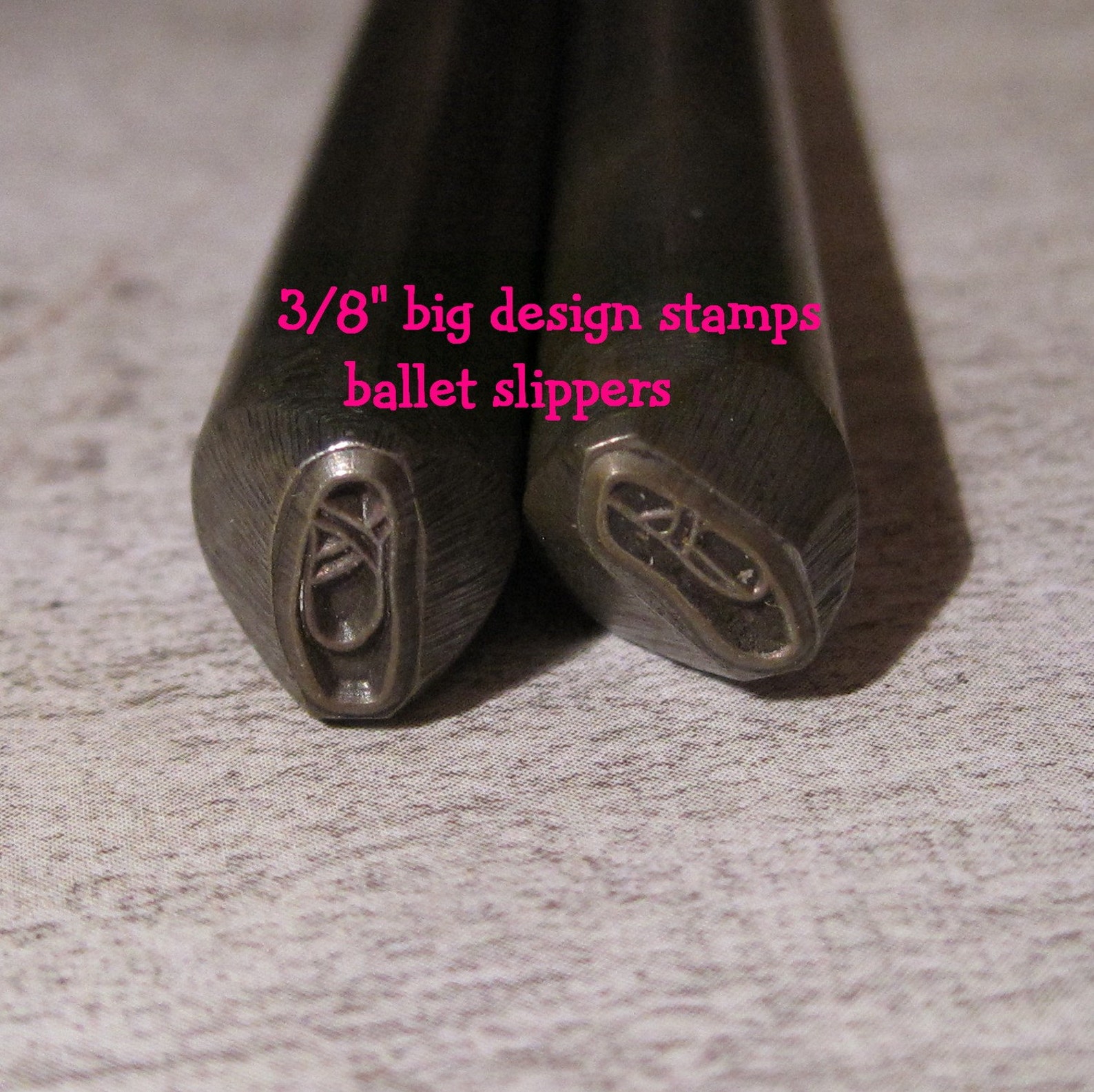 big design stamp set - ballet slippers by wonderstruck studios - 3/8 inch (9.5mm) - includes how to stamp metal tutorial